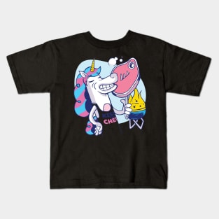 unicorn chef bbq fun Kids T-Shirt